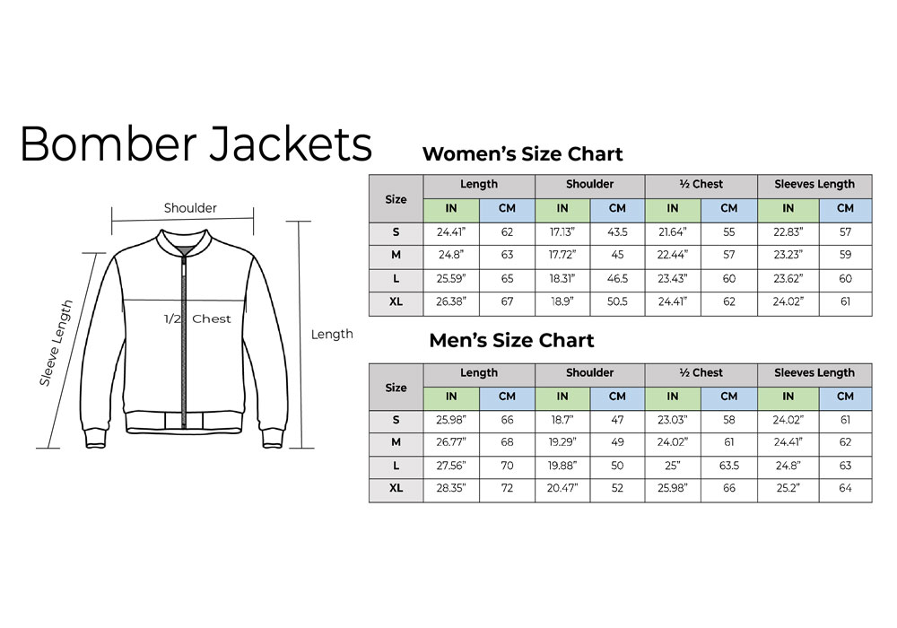 Bomber Jacket Size Chart