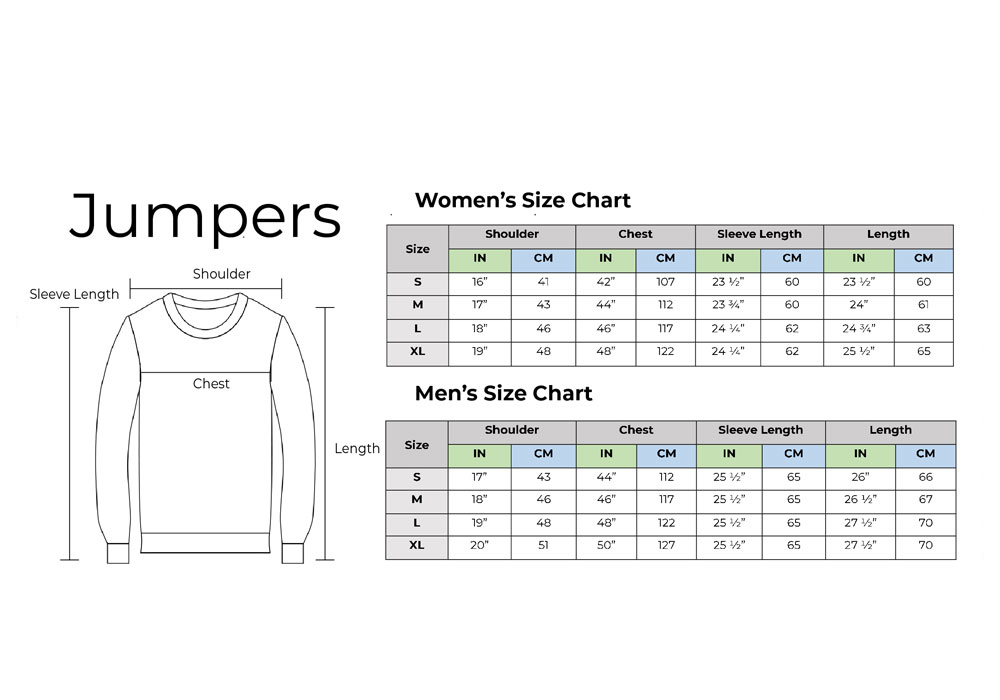 Mens Sweater Size Chart